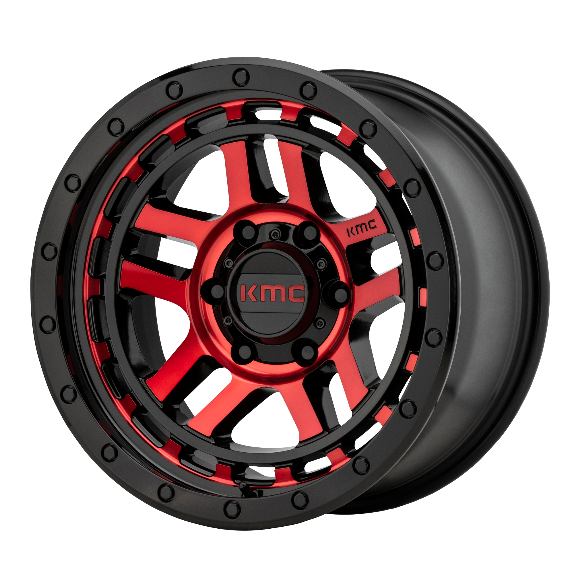 KMC KM540 RECON Gloss Black Machined With Red Tint