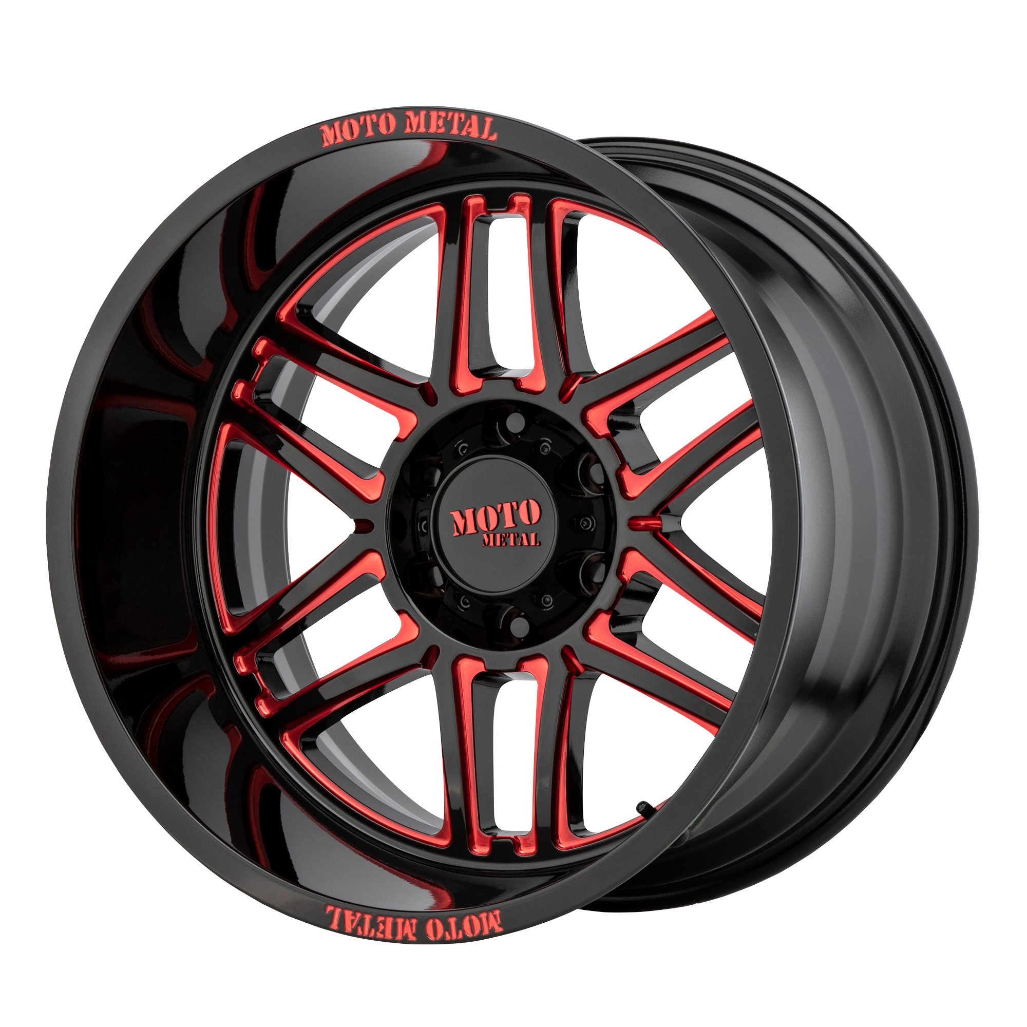 Moto Metal MO992 FOLSOM Gloss Black Milled With Red Tint