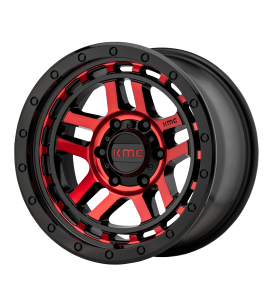 17x9 KMC Wheels KM540 RECON 6x139.7 Gloss Black Machined With Red Tint -12 Offset (4.53 Backspace) 106.25 Centerbore | KM54079068912N