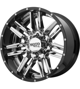 20x12 Moto Metal Off-Road Wheels MO202 6x139.7 Chrome Center Gloss Black Milled Lip -44 Offset (4.77 Backspace) 106.25 Centerbore | MO202-20126844NCB