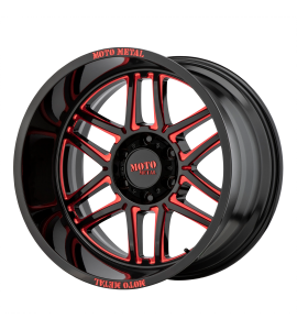 20x10 Moto Metal Off-Road Wheels MO992 FOLSOM 8x170 Gloss Black Milled With Red Tint -18 Offset (4.79 Backspace) 125.5 Centerbore | MO99221087918N