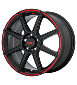 18x8 Motegi Wheels MR142 CS8 5x100/5x114.3 Satin Black With Red Stripe 45 Offset (6.27 Backspace) 72.6 Centerbore | MR14288031945