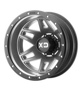 20x8.25 XD Off-Road Series by KMC Wheels XD130 MACHETE DUALLY 8x165.10 Matte Gray Black Ring 127 Offset (9.63 Backspace) 117 Centerbore | XD130208814127