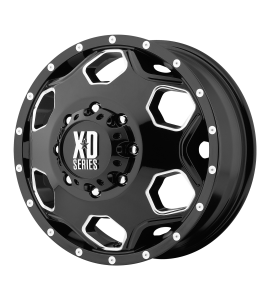 22x8.25 XD Off-Road Series by KMC Wheels XD815 BATALLION 8x165.10 Gloss Black With Milled Accents -175 Offset (-2.26 Backspace) 121.5 Centerbore | XD81522890398N