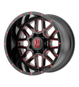 18x9 XD Off-Road Series by KMC Wheels XD820 GRENADE 5x127 Satin  Black Milled With Red Clear Coat -12 Offset (4.53 Backspace) 78.3 Centerbore | XD82089050912NRC