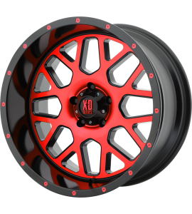 20x10 XD Off-Road Series by KMC Wheels XD820 GRENADE 5x127 Satin Black Machined Face With Red Tinted Clear Coat -24 Offset (4.56 Backspace) 78.3 Centerbore | XD82021050524NRC