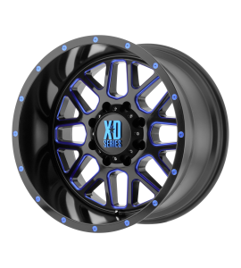 18x9 XD Off-Road Series by KMC Wheels XD820 GRENADE 5x127 Satin  Black Milled With Blue Clear Coat -12 Offset (4.53 Backspace) 78.3 Centerbore | XD82089050912NBC