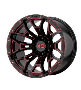 20x10 XD Off-Road Series by KMC Wheels XD841 BONEYARD 8x170 Gloss Black Milled With Red Tint -18 Offset (4.79 Backspace) 125.5 Centerbore | XD84121087918N