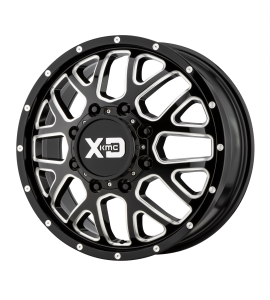 17x6.5 XD Off-Road Series by KMC Wheels XD843 GRENADE DUALLY 8x200 Gloss Black Milled - Front 111 Offset (8.12 Backspace) 142 Centerbore | XD843765823111