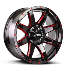 M08 - 20X9 5x127/139.7 ET 0MM 78.1CB GLOSS BLACK CANDY RED MILLED