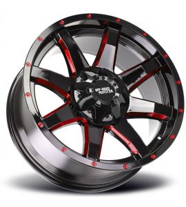 M08 - 20X9 6x135/139.7 ET 0MM 106.4CB GLOSS BLACK CANDY RED MILLED