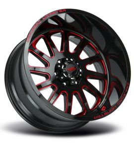 M17 - 17X9 6x139.7 ET 0MM 106.4CB GLOSS BLACK CANDY RED MILLED