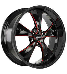 OLD SKOOL - 24X10 5x115 ET 15MM 78.1CB GLOSS BLACK CANDY RED MILLED