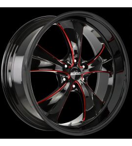 OLD SKOOL - 24X10 5x115 ET 15MM 74.1CB GLOSS BLACK CANDY RED MILLED SS LIP