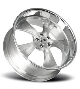 OLD SKOOL - 24X10 5x127 ET 15MM 78.1CB BRUSHED FACE SILVER MILLED SS LIP