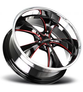 OLD SKOOL - 24X10 5x127 ET 15MM 78.1CB GLOSS BLACK CANDY RED MILLED