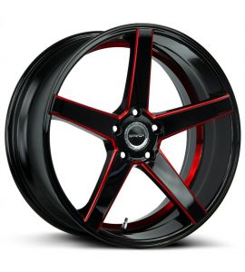 PERFETTO - 18X8 5x100 ET 40MM 72.6CB GLOSS BLACK CANDY RED MILLED STEP S35850040GBMLRS