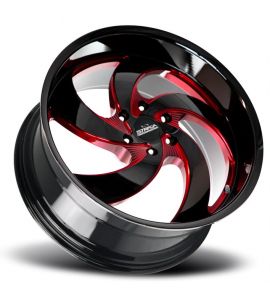 RETRO 5 - 22X9 5x114.3 ET 35MM 74.1CB GLOSS BLACK CANDY RED MILLED
