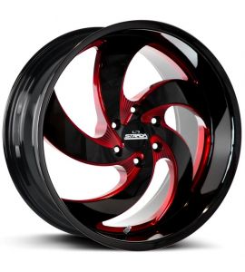 RETRO 5 - 22X9 5x115 ET 15MM 74.1CB GLOSS BLACK CANDY RED MILLED