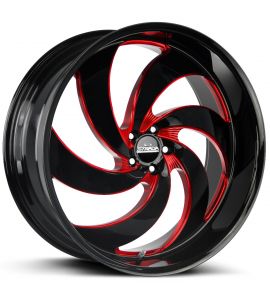 RETRO 6 - 24X10 5x115 ET 15MM 74.1CB GLOSS BLACK CANDY RED MILLED