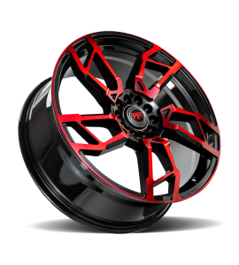 RR22 18 X 8  5 ON 108/ 114.3 BLACK/ RED MACHINED ..CB:73.1  ..ET:40    ..