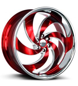 RETRO 6 - 24X10 5x127 ET 15MM 78.1CB CANDY RED MILLED SS LIP