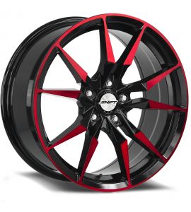BLADE - 17X7.5 5x112 ET 35MM 66.6CB GLOSS BLACK CANDY RED MACHINED