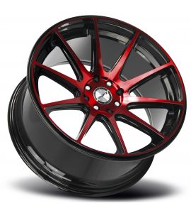 GEAR - 18x9 4X100/114.3 ET 30MM 73.1CB GLOSS BLACK CANDY RED MACHINED