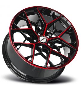 PISTON - 20X8.5 5x100 ET 35MM 73.1CB GLOSS BLACK CANDY RED MACHINED