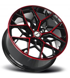PISTON - 18X8.5 5x112 ET 32MM 73.1CB GLOSS BLACK CANDY RED MACHINED